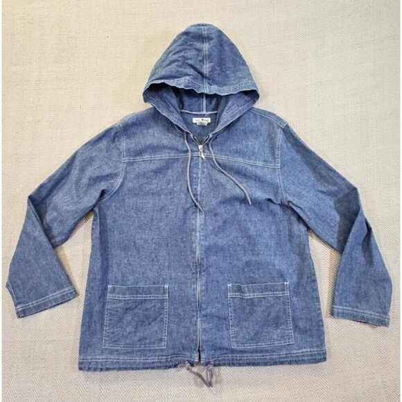 Duck Head Full Zip Hoodie Chore Jacket Women's Size Large Blue Chambray EUC - Picture 1 of 13